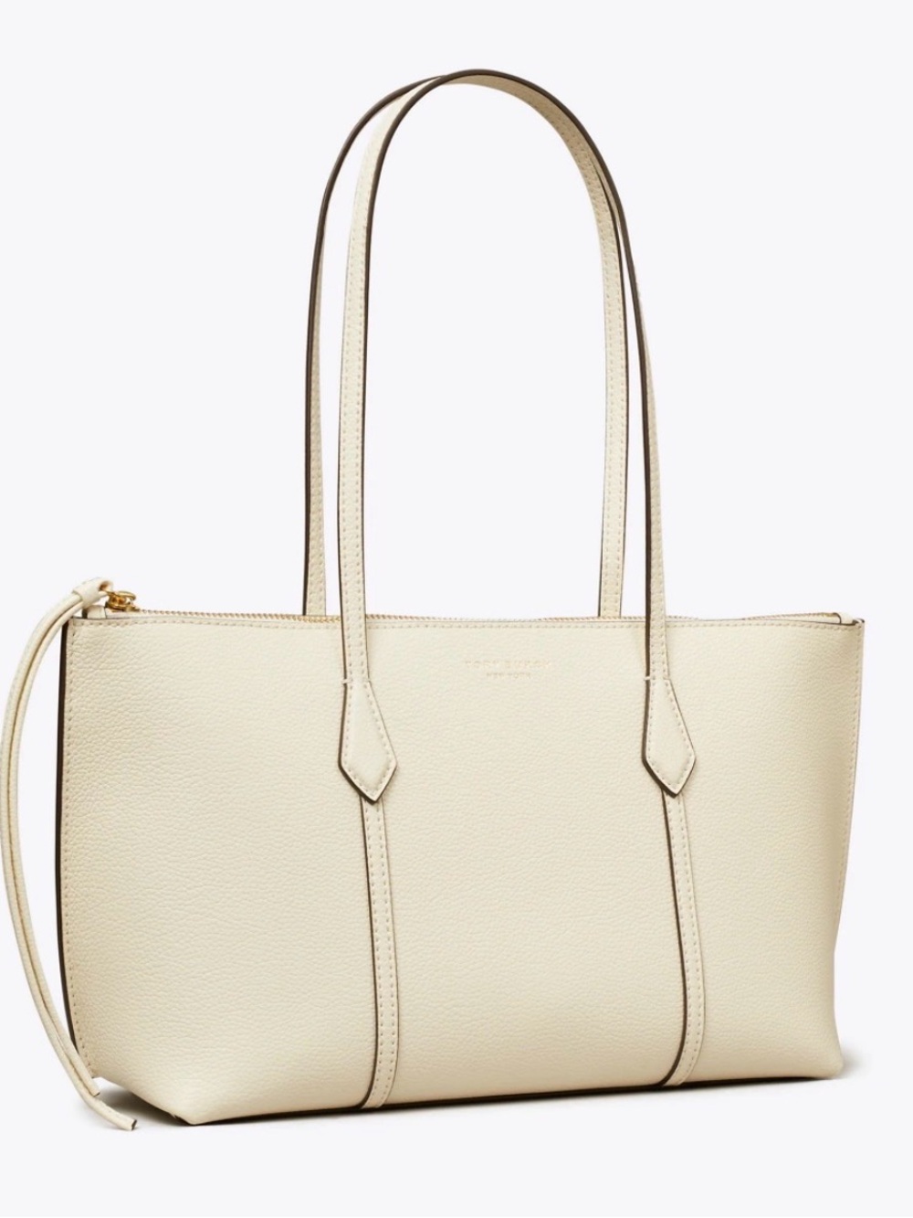 Tory Burch Cream Leather Zip-Top Tote